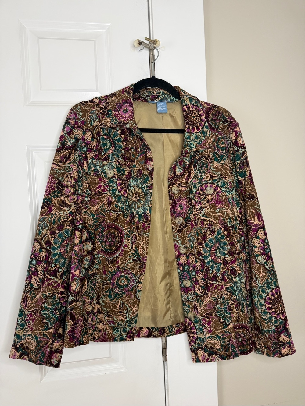 Koret Size M Floral Paisley Print Blazer Teal Purple Brown